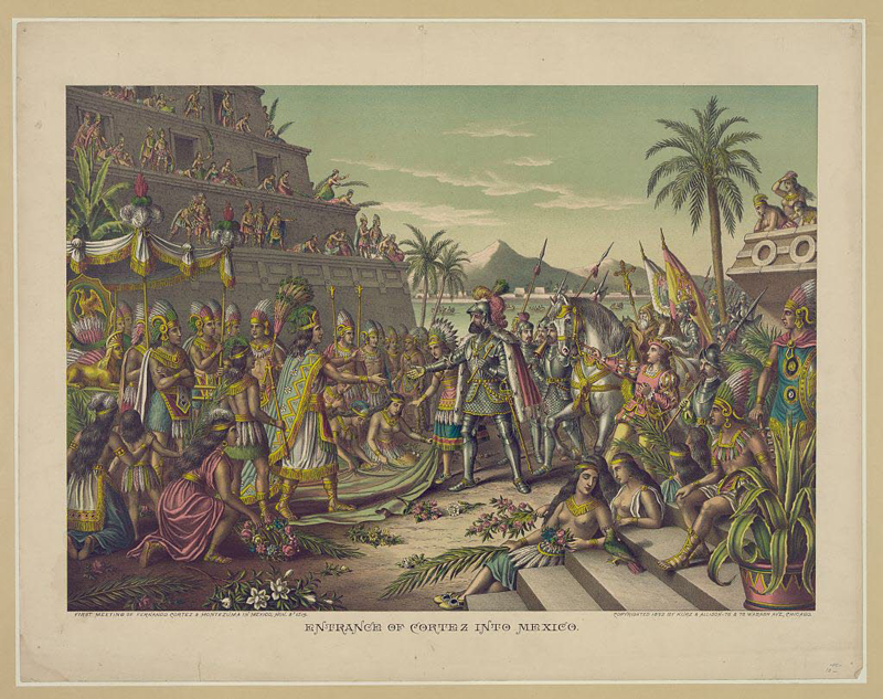 Encuentro entre Hernán Cortés y Moctezuma en 1519 Aztecas