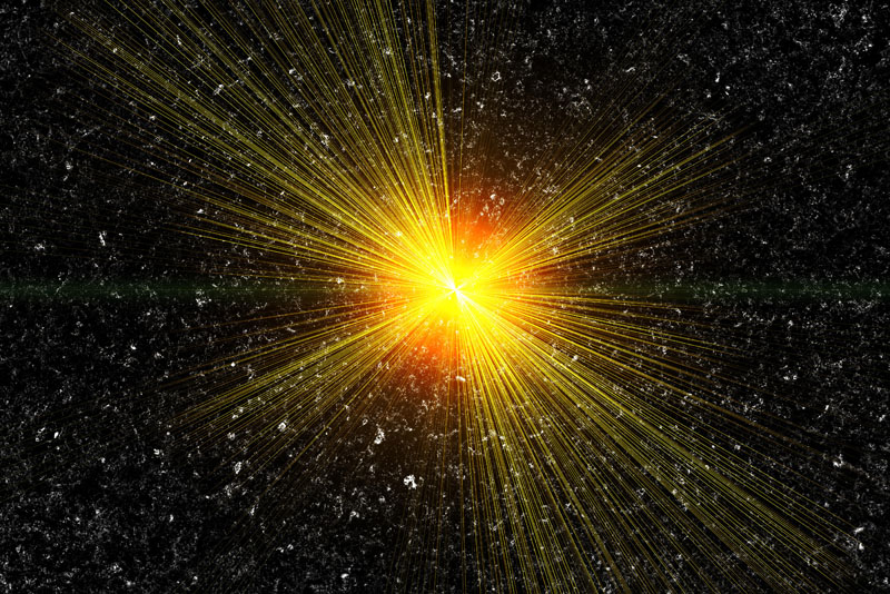 P92REN Star blast on black background. Big bang illustration