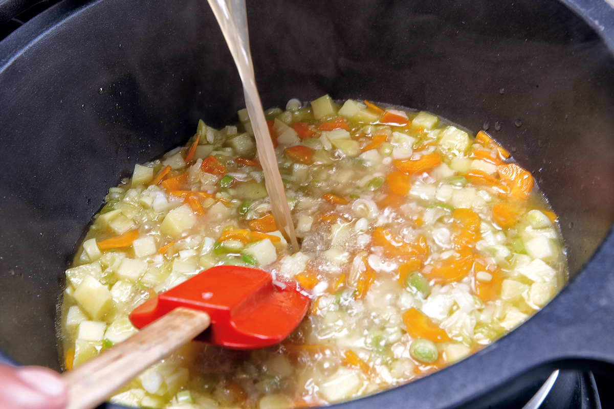 Porrusalda con bacalao. Receta de Berasategui