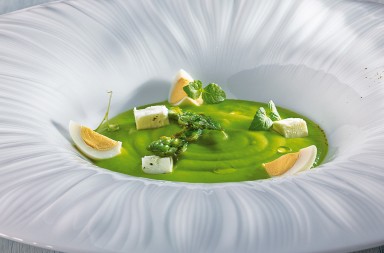 Crema de guisantes congelados