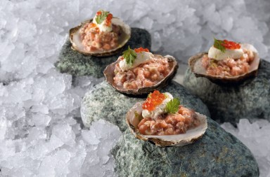 «Tartar» de ostras, atún y salmón
