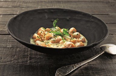 Ñoquis de calabaza en salsa de queso azul