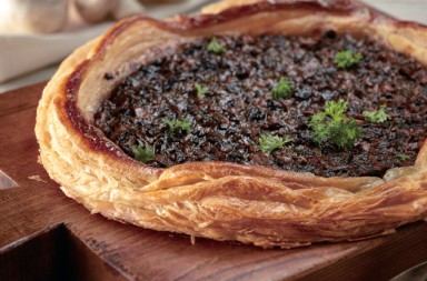 Tarta de hojaldre y champiñones