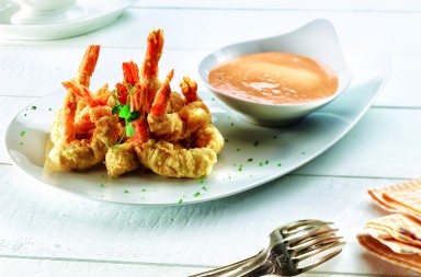 Langostinos fritos con salsa rosa