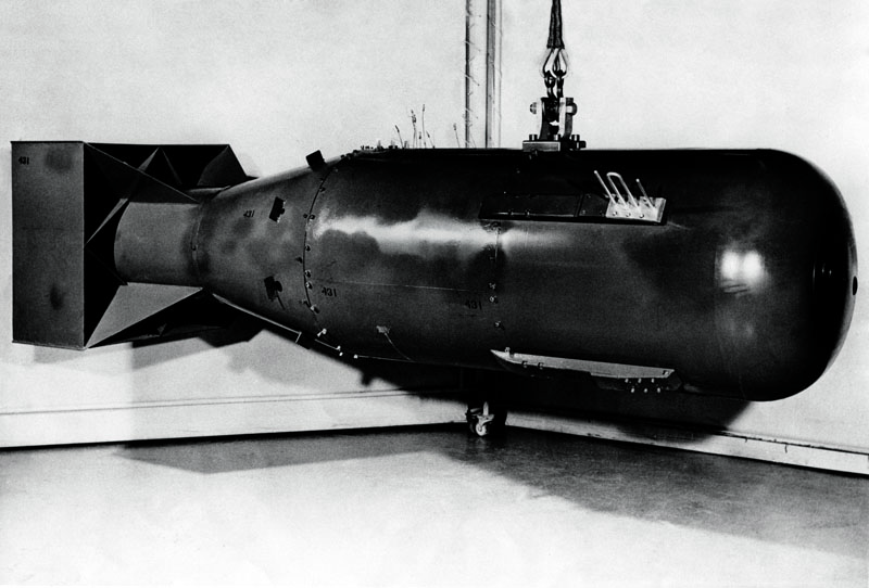 A post-war model of 'Little Boy', the atomic bomb exploded over Hiroshima, Japan, in World War 2. (BSLOC_2014_6_77)