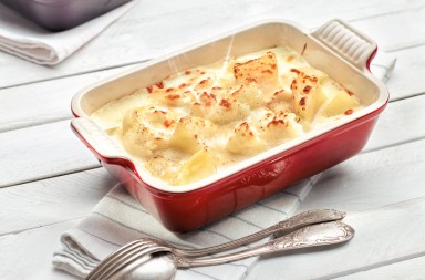 Coliflor con bacalao al gratén