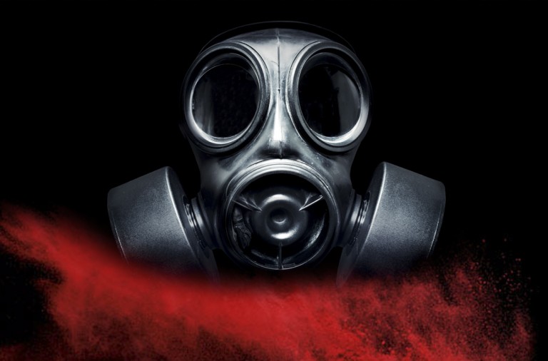 A black military gas mask for protection; Shutterstock ID 182766932; Purchase Order: -