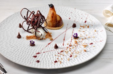 Pera escalivada con sorbete