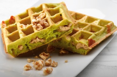 Gofre de nuez y albahaca