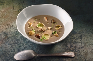 Crema de castañas con setas