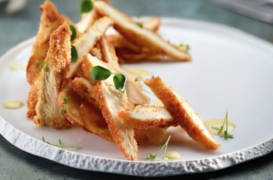 Escalope de pollo con salsa de mostaza