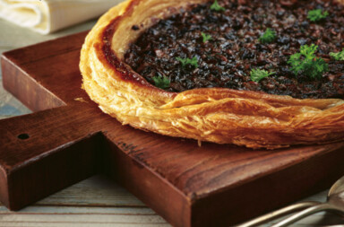 Tarta de hojaldre y champiñones